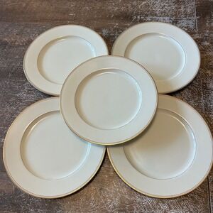 Mikasa Trousdale L2801 Ivory China Gold Trim Dinner Plates Set of 5 Japan